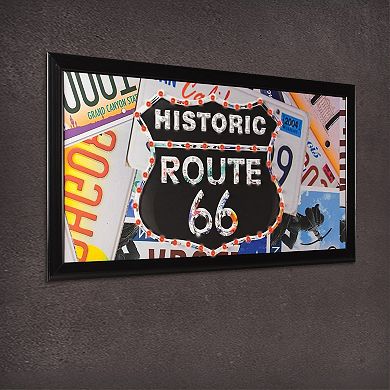 American Art Décor Framed LED Wall Sign Historic Route 66 Wall Decor