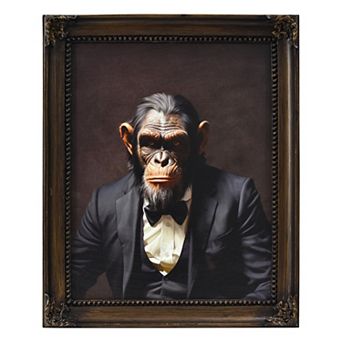 American Art Décor Vintage Framed Dapper Chimp Wall Art