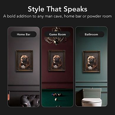 American Art Décor Vintage Framed Dapper Pug Wall Art