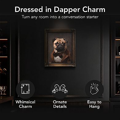 American Art Décor Vintage Framed Dapper Pug Wall Art