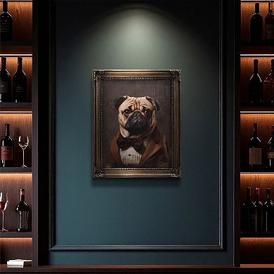 American Art Décor Vintage Framed Dapper Pug Wall Art