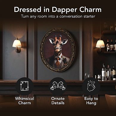 American Art Décor Vintage Framed Dapper Giraffe Wall Art