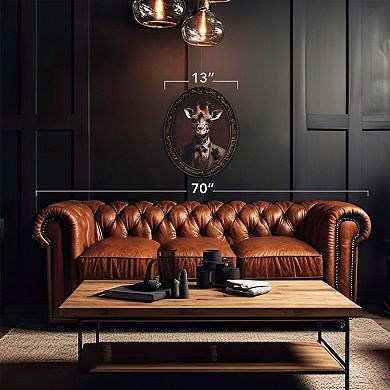 American Art Décor Vintage Framed Dapper Giraffe Wall Art