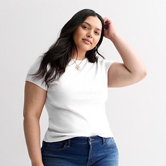 Juniors' Plus Size SO® Slim Fit Baby Tee