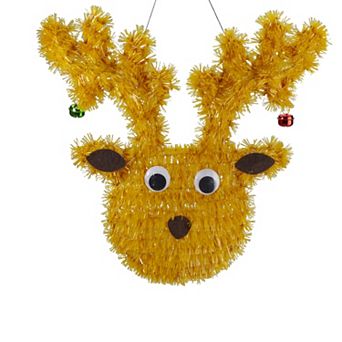Northlight 13-Inch Tinsel Reindeer with Mini Jingle Bells Christmas Decoration