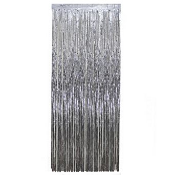 Northlight Silver Tinsel Christmas Curtain 3' x 8' Window or Door Decor