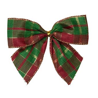 Northlight Plaid 2-Loop Christmas Bow Decorations 6 pk