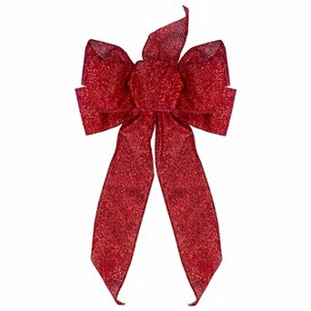 Northlight Red Glittered 6-Loop Christmas Bow Decoration