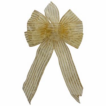 Northlight Glitter Striped 6-Loop Christmas Bow Decoration