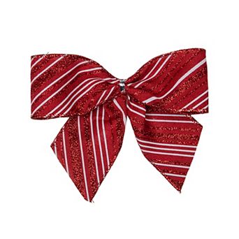 Northlight Glitter Striped 2-Loop Christmas Bow Decorations 6 pk