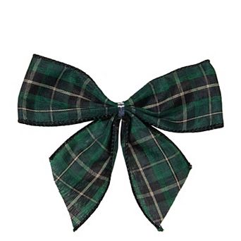 Northlight Green Plaid 2-Loop Christmas Bow Decorations 6 pk