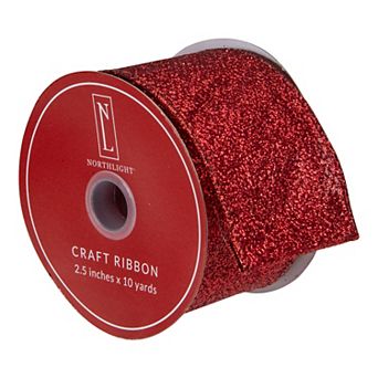 Northlight Red Glittered Craft Ribbon 10 Yards