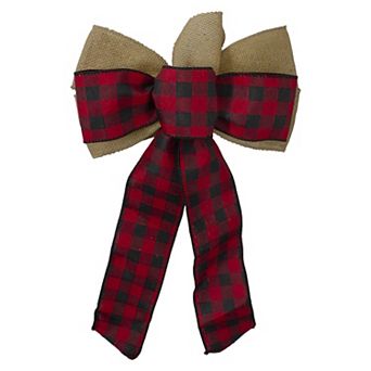 Northlight Burlap & Buffalo Plaid Christmas Bow Decoration