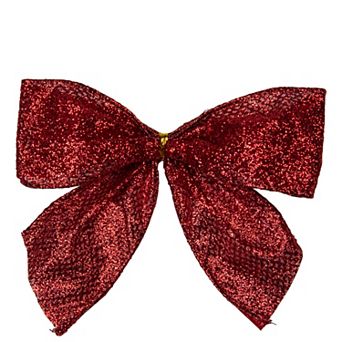 Northlight Red Glittered 2-Loop Christmas Bow Decorations 6 pk