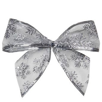 Northlight Sheer Snowflake 2-Loop Christmas Bow Decorations 6 pk
