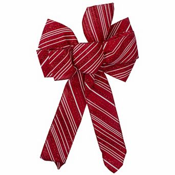 Northlight Glitter Striped 6-Loop Christmas Bow Decoration