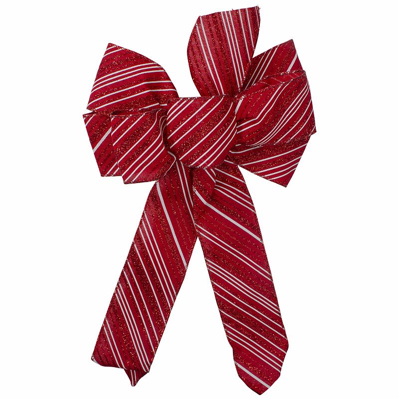Northlight Glitter Striped 6-Loop Christmas Bow Decoration, Multi