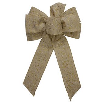 Northlight Glittered Polka Dots Burlap 9-Inch x 14-Inch Christmas Bow Decoration