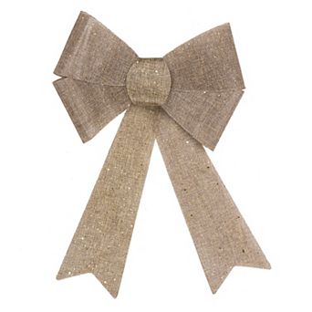 Northlight 16-Inch LED Lighted Glitter Burlap Bow Christmas Decoration