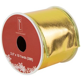 Northlight Shimmering Gold Metallic Wired Craft Ribbon 2.5 in x 10 Yards