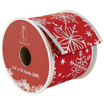 Northlight Shimmering Wired Craft Christmas Ribbon with Silver Snowflakes 2.5-Inch x 10 Yards