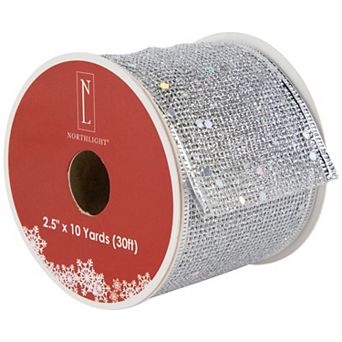 Northlight Shimmering Silver Wired Craft Ribbon 2.5 in x 10 Yards
