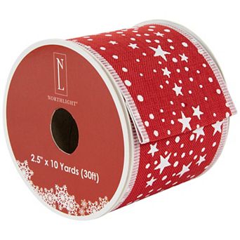Northlight Wired Craft Christmas Ribbon Red & White Stars 2.5 in x 10 Yards