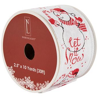 Northlight Snowman "Let It Snow" Wired Craft Christmas Ribbon 2.5 in x 10 Yards