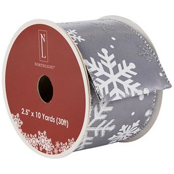 Northlight Shimmering Snowflakes Wired Craft Christmas Ribbon 2.5 in x 10 Yards