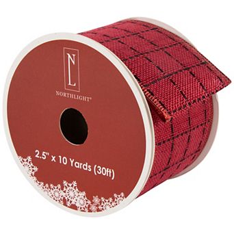 Northlight Woven Square Plaid Wired Craft Ribbon 2.5 in x 10 Yards