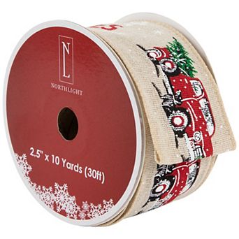 Northlight Farm Fresh Trees Burlap Style Wired Craft Christmas Ribbon 2.5 in x 10 Yards
