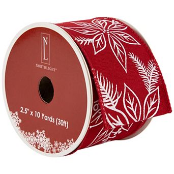 Northlight Floral Print Wired Craft Christmas Ribbon 2.5 in x 10 Yards