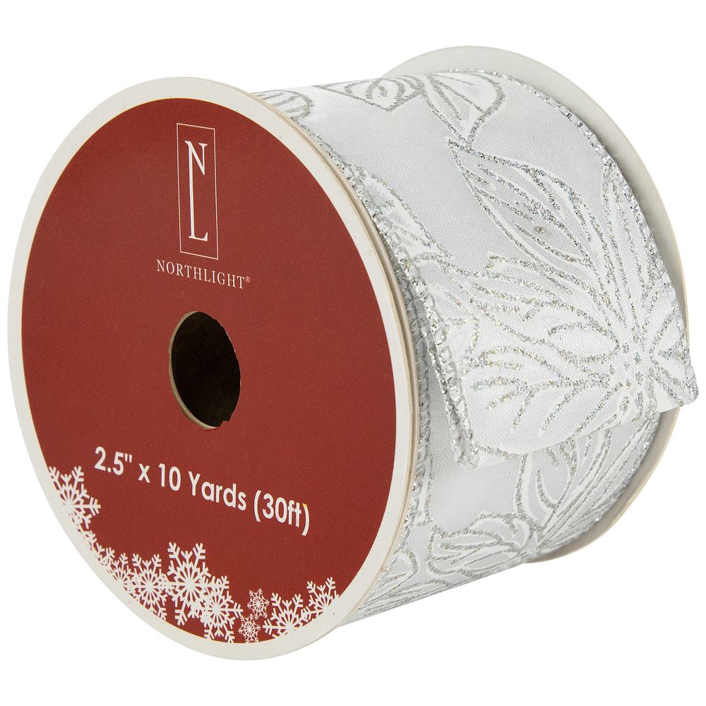Northlight Shimmering Floral Wired Craft Ribbon 2.5 Inches x 10 Yards