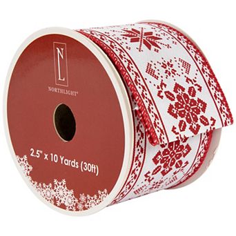 Northlight Knit Pattern Wired Craft Christmas Ribbon 2.5 in x 10 Yards