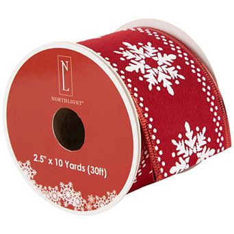 Northlight Snowflake Wired Craft Christmas Ribbon 2.5 in x 10 Yards