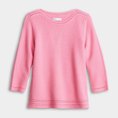 Women's Croft & Barrow® Boatneck Pointelle Trim Sweater