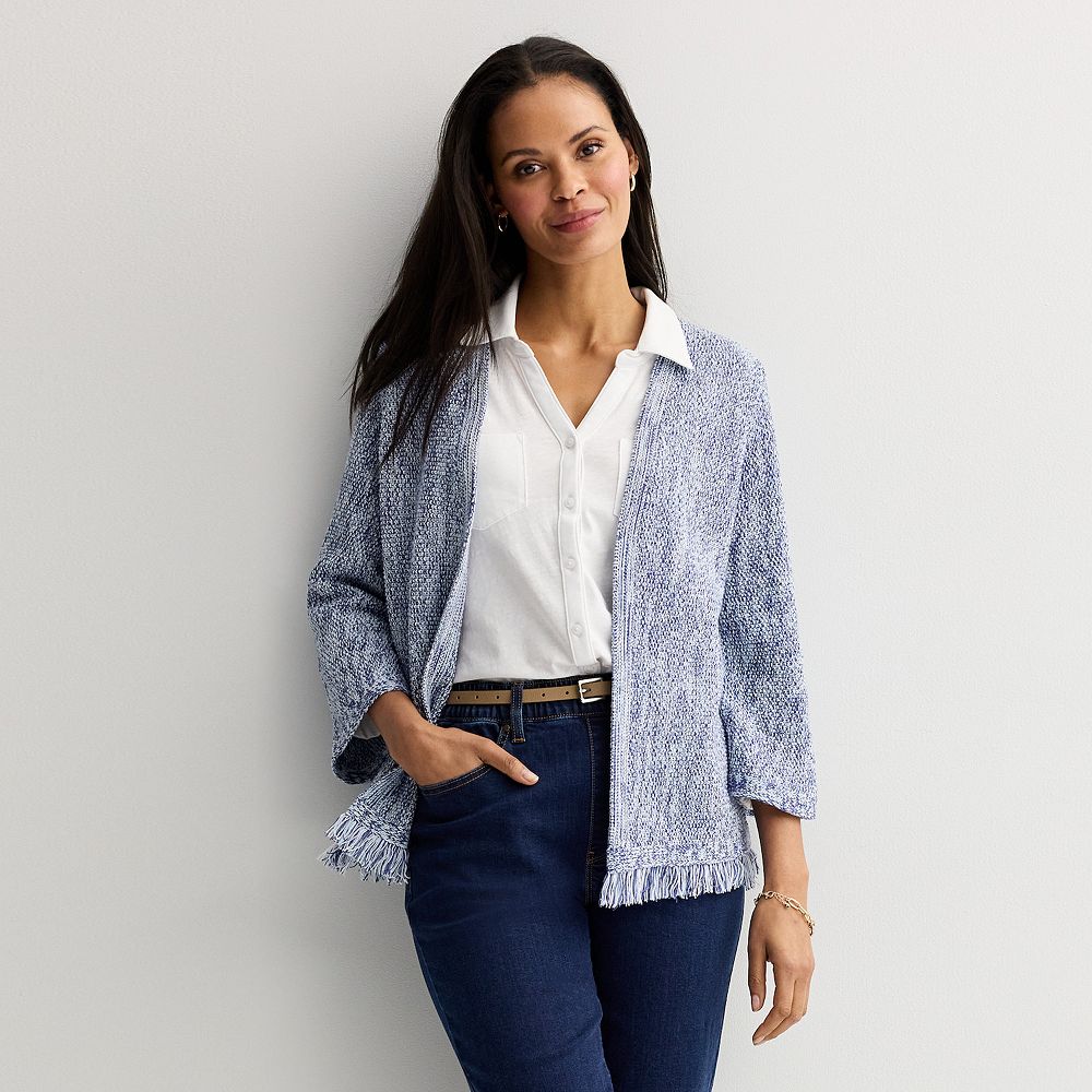 Women's Croft & Barrow® Open Front Fringe Cardigan
