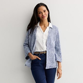 Women's Croft & Barrow® Open Front Fringe Cardigan