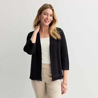 Women's Croft & Barrow® Open Front Fringe Cardigan