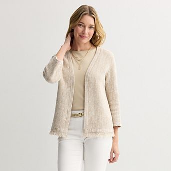 Women's Croft & Barrow® Open Front Fringe Cardigan