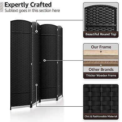 Sorbus 6 ft. Tall Extra Wide Double Hinged 4 Panel Room Divider - Folding Privacy Screens