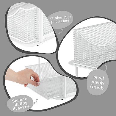 Sorbus 2 Pack 2 Tier Baskets with Mesh Sliding Drawers - Ideal Cabinet, Under the Sink, etc
