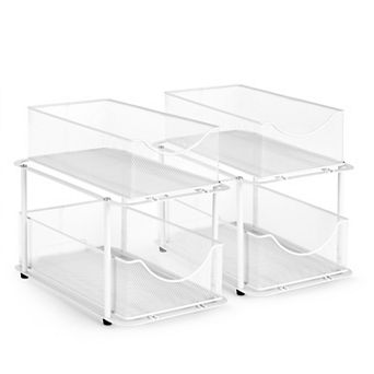 Sorbus 2 Pack 2 tier Baskets with Mesh Sliding Drawers - Ideal Cabinet, Under the Sink, etc