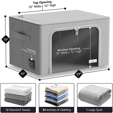 Sorbus 6 Pack Medium Foldable Storage Box - Metal Frame, Oxford Fabric, Large Window & Handles