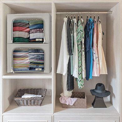 Sorbus 4 Pack Medium Foldable Storage Box - Metal Frame, Oxford Fabric, Large Window & Handles