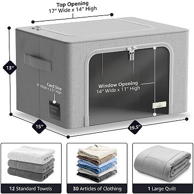 Sorbus 4 Pack Medium Foldable Storage Box - Metal Frame, Oxford Fabric, Large Window & Handles