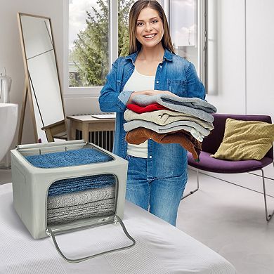 Sorbus 4 Pack Medium Foldable Storage Box - Metal Frame, Oxford Fabric, Large Window & Handles