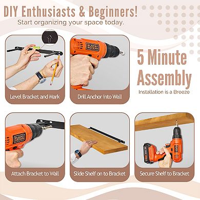 Sorbus 2 Pack 35" Solid Wood Floating Shelves - for Bathroom Decor, Books, Bedroom & Living Room