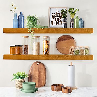 Sorbus 2 Pack 35" Solid Wood Floating Shelves - for Bathroom Decor, Books, Bedroom & Living Room
