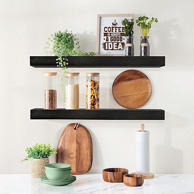 Sorbus 2 Pack 24" Solid Wood Floating Shelves - for Bathroom Decor, Books, Bedroom & Living Room